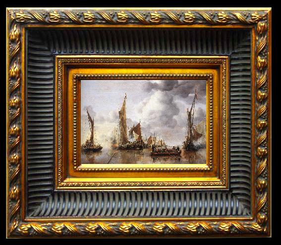 framed  Jan van de Capelle The State Barge Saluted by the Home Fleet, Ta024-2